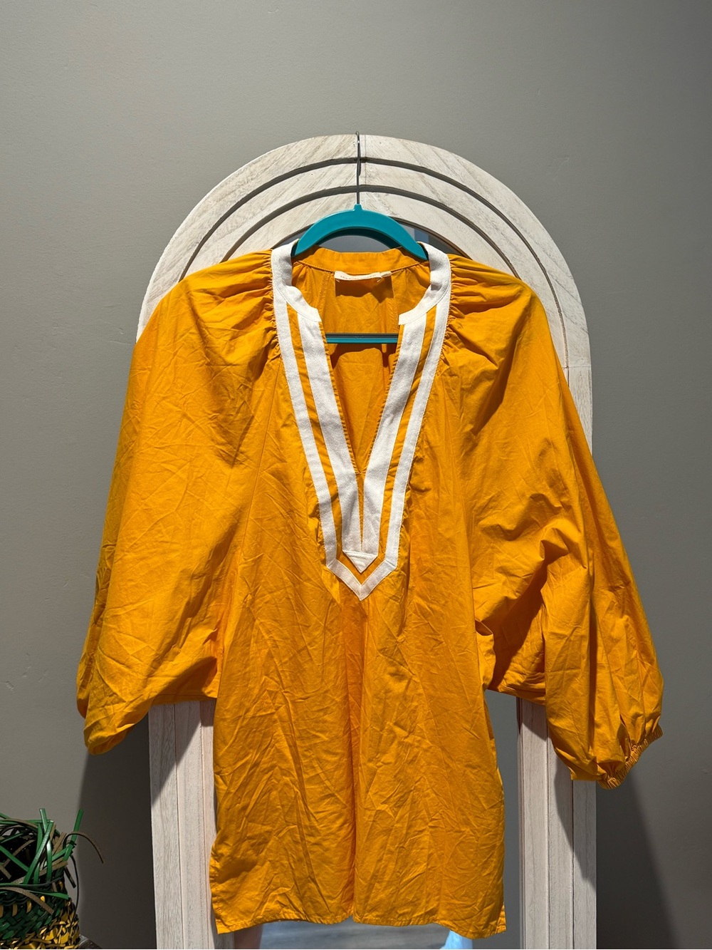 Tory Burch Mustard Yellow Tunic with White Trim
